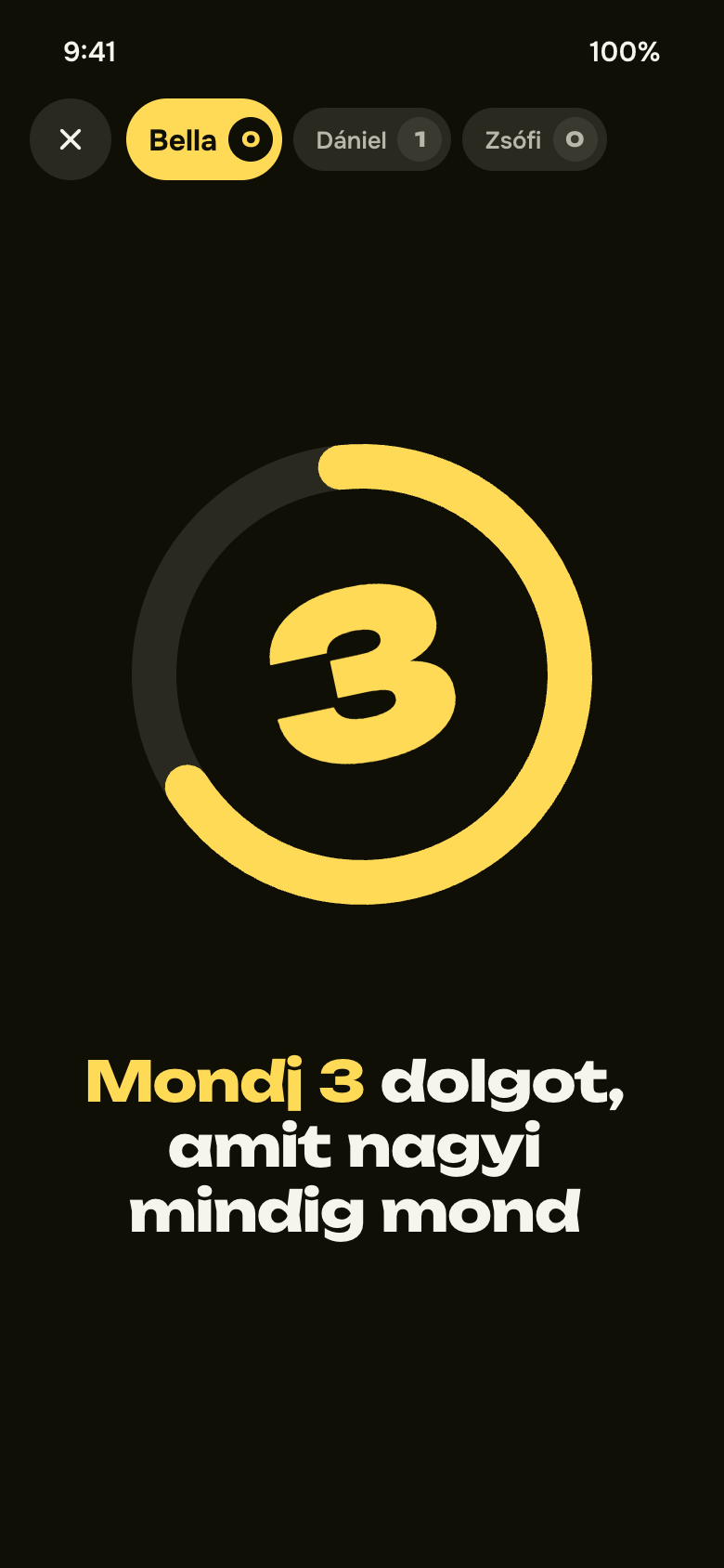 Pörgő visszaszámlálás 3 másodpercnél
