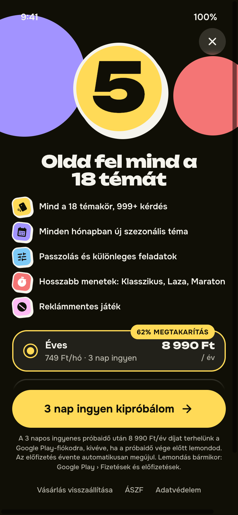 Prémium: oldd fel mind a 18 témát